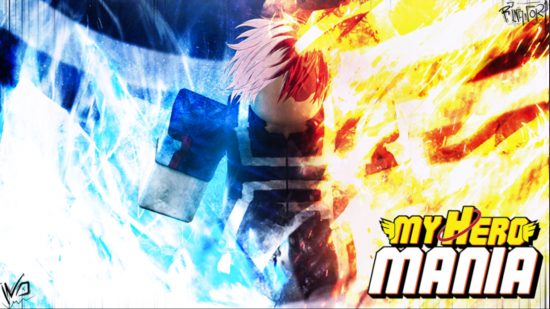 My Hero Mania codes - a Roblox anime character surrounded in a magic aura