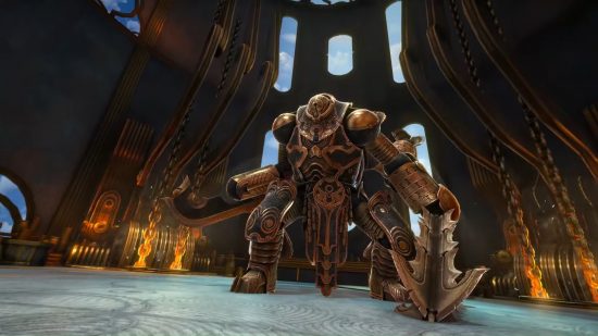 Raid promo codes - Raid: Shadow Legends screenshot showing a large figure in armour.