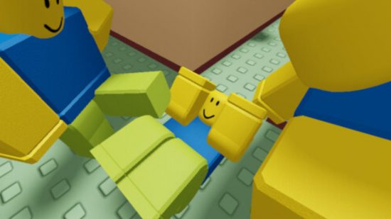 Screenshot of Roblox characters beating each other up for Roblox engagement hours news