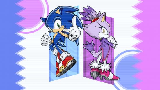 Sonic wallpaper: promotional art for Sonic Rush shows Sonic and Blaze the Cat stood back to back