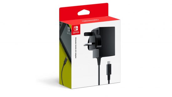 A Picture of a boxed Switch AC Adapter