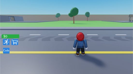 Thai BBQ Tycoon codes - an avatar stood in the middle of an empty road