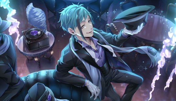 Screenshot of a in-game character with blue hair for Twisted Wonderland birthdays guide