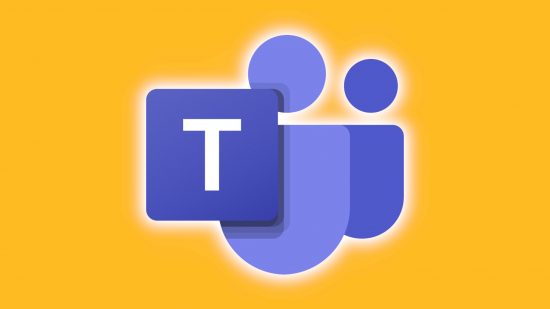 What is Microsoft Teams: The MS Teams logo, a blue square with a white capital T in it, next to two blue silhouettes of people, pasted on a dark yellow background.