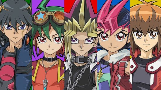 Screenshot of all five series protagonists from the YuGiOh anime Yugioh wallpapers guide