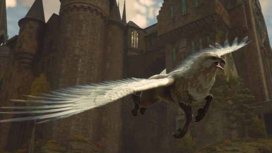 Hogwarts legacy beasts: a flying hippogriff