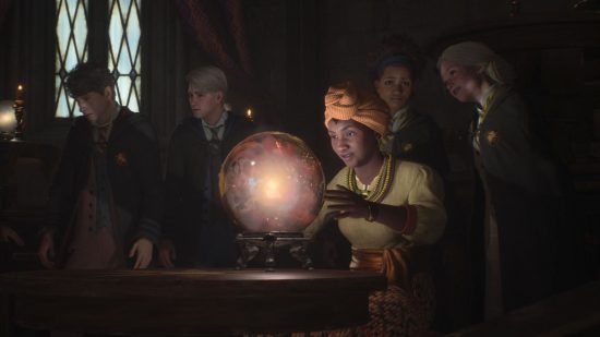 Hogwarts legacy classes: Divination class with a crystal ball