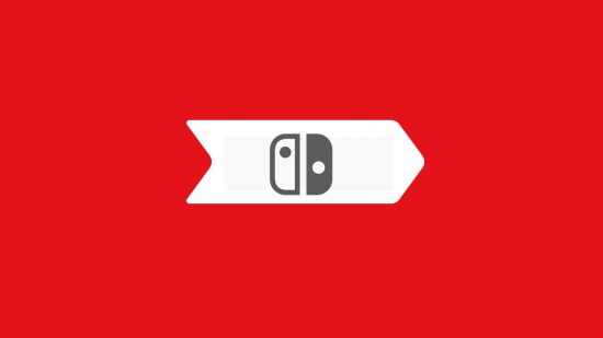 Nintendo Direct September 2023 - an white arrow on a red background with the NIntendo Switch logo in the middle.