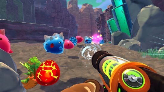 Switch games for kids Slime Rancher: feeding some slimes
