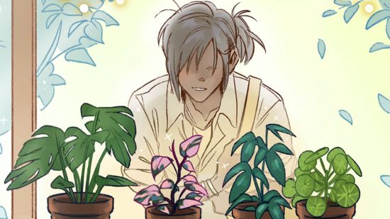 Take Me or Leaf Me official art featuring a person and some plants
