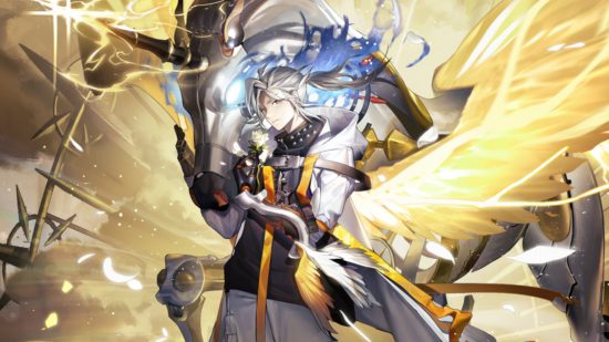 Alchemy Stars tier list: An art preview of new character Leyn after his ascension.