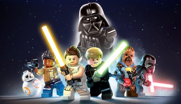 Screenshot of various Lego heroes including Darth Vader and Luke Skywalker for best Star Wars games on Switch and mobile guide