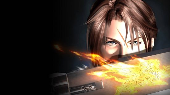 Final Fantasy wallpaper: key art for FFVIII shows Squall holding a large sword