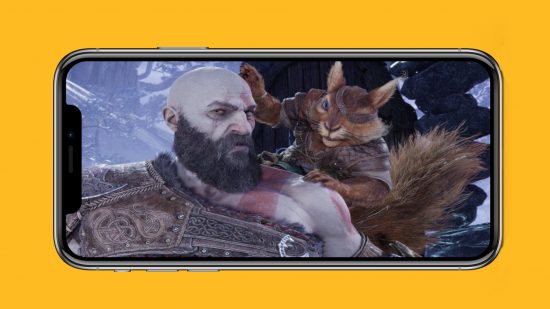 Custom image of God of War on a iphone screen for God of War mobile article