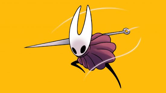 Hollow Knight Hornet: the character Hornet from Hollow Knight appears against a yellow background
