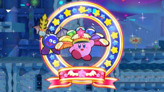 Kirby’s Return to Dream Land Deluxe review - Festival Kirby and Meta Knight celebrating