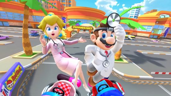 Screenshot of Doctor Mario and Peach for Mario Kart Tour Doctor Tour news