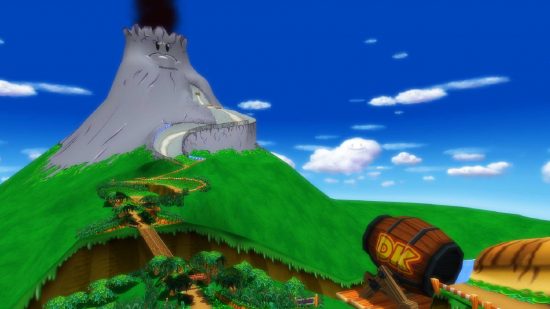 Mario Kart tracks: a screenshot from Mario Kart shows the track known as DK Mountain