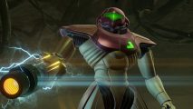 Metroid Prime Remastered review: a screenshot from Metroid Prime Remastered shows Samus standing triumphantly