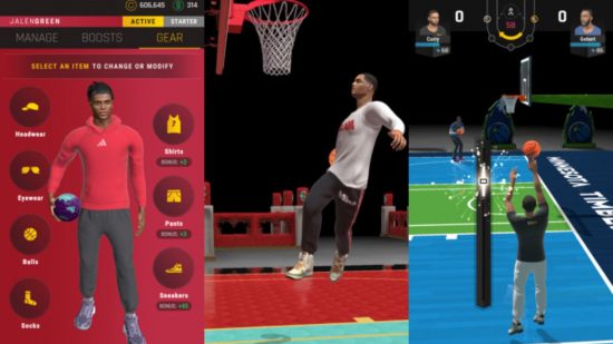 NBA All World interview - three in-game screenshots