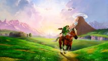 Ocarina of Time Switch: Link rides Epona through Hyrule