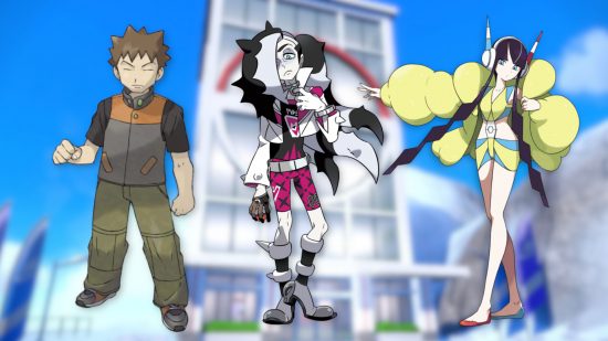 custom header for our favourite Pokemon gym leaders guide with Piers, Elesa, and Brock on screen