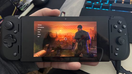 Razer Edge 5G review - The Razer Edge 5G showing a game on its screen
