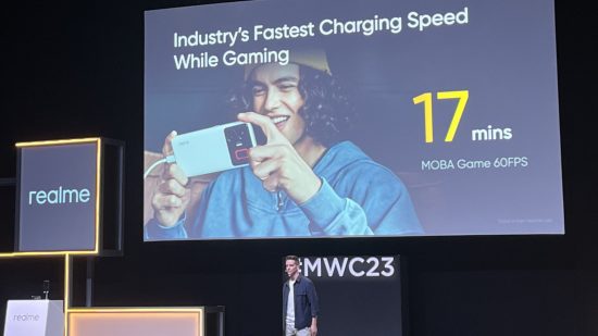 Image from the RealMe GT3 launch conference of a speaker