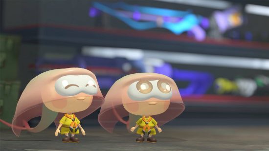 Splatoon 3 Shelly Donny: a screenshot from the Splatoon 3 DLC shows to adorable horseshoe crabs called Shelly and Donny