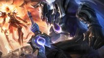 Wild Rift 4.0a key art depicting Aartox putting his blade in the ground