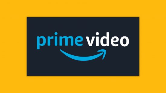 The Amazon Prime download logo in front of a yellow background
