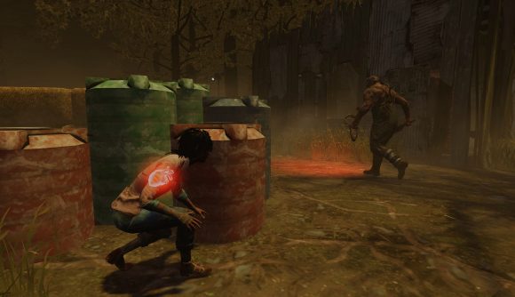 Dead by Daylight - A survivor creeps around barrels