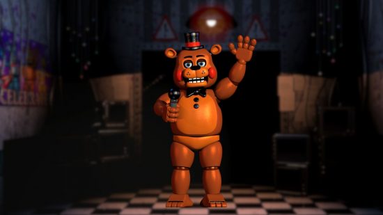 Custom image of Toy Freddy in a Five Nights location for FNAF Freddy guide