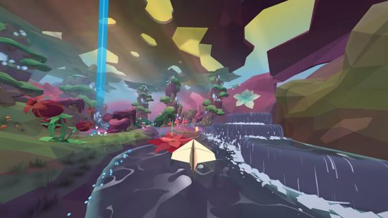 Lifeslide Nintendo Switch release: a paper plane flying through nature
