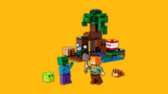 the full Minecraft Lego swamp adventure lego set
