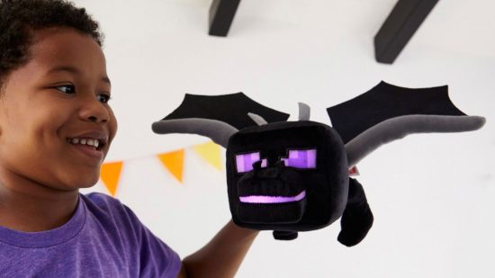 Minecraft toys ender dragon plush being played with