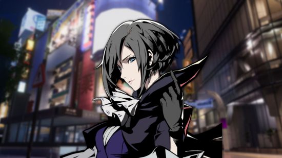 Persona 5 X characters Yuki: a grey haired woman wearing black