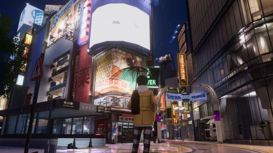 Persona 5 mobile game: a protagonist standing in tokyo