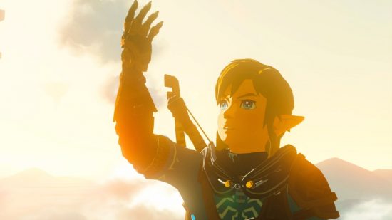 Tears of the Kingdom change the world: Link looking at his new arm