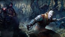The Witcher 3 maps: Geralt facing off against a gross monster