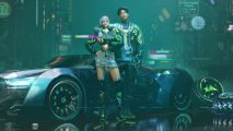 Key art of two racers standing by a car for Ace Racer pre-registration news