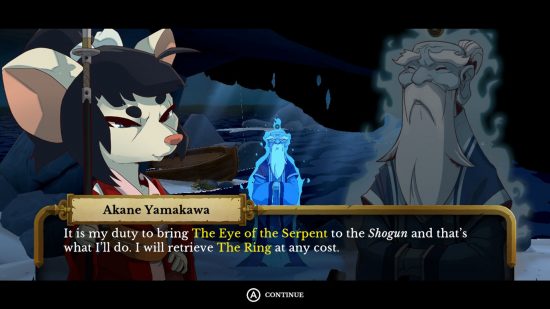 Curse of the Sea Rats review - a screenshot showing one of the rats talking to a spirit