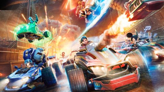 Disney Speedstorm early access key art showing off racers on a track