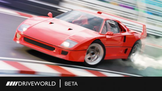 Drive World codes - a red car driving down a track