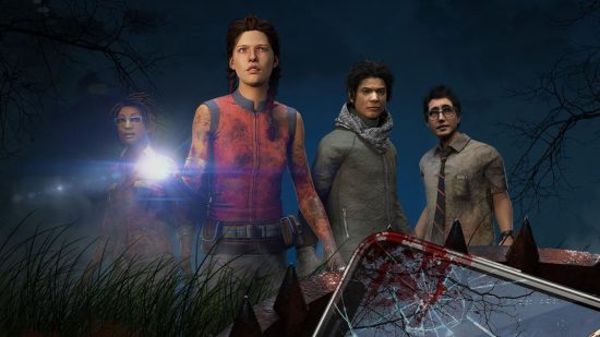 Gratis skräckspel - En grupp karaktärer som fruktansvärt tittar runt dem i döda av Daylight Mobile