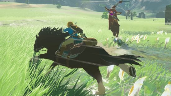 Games like Genshin Impact: Link riding his horse in Breath of the Wild