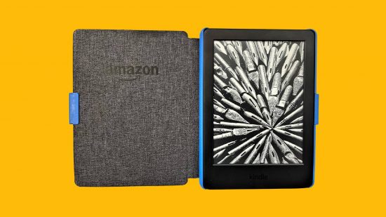 How to cancel Kindle Unlimited: a product image shows a 10th generation blue Kindle against a yellow background