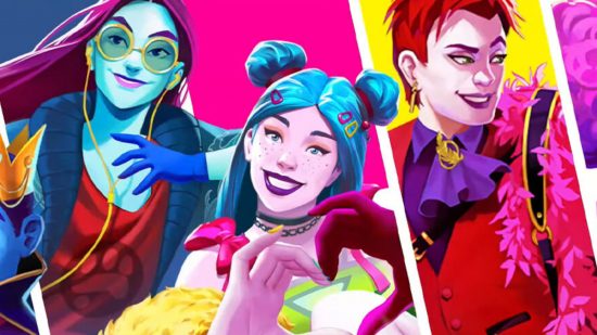 Just Dance in Olympic Esports Series 2023: Colourful character art from Just Dance 2023 featuring a blue haired character doing a hand heart in the middle.