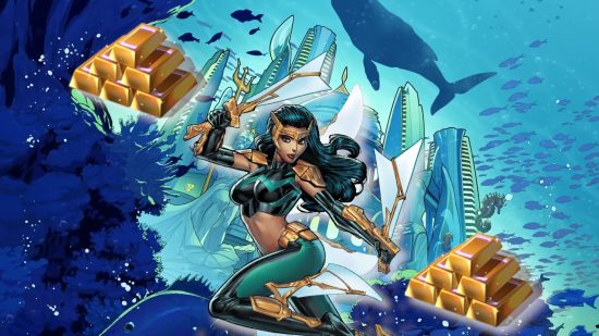 Custom image for Marvel Snap bundles guide with Wave on an Atlantis background