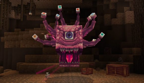 Screenshot of a medusa head in the Minecraft Dungeons and Dragons DLC